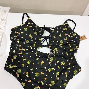 Victoria's Secret Black Citrus Print One Piece Swimsuit